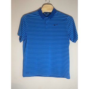 Nike Shirt Men's XLarge Nike Fit‎ Dry Striped Blue Golf Polo Casual Performance